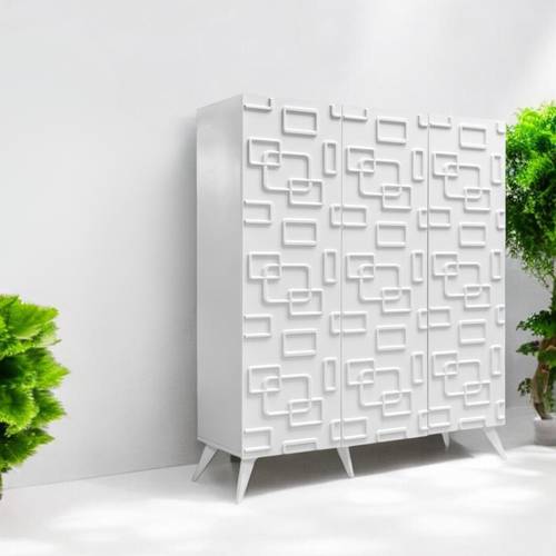 دولاب أحذية  3 باب متعدد الأغراض  - 125x36x114  سم