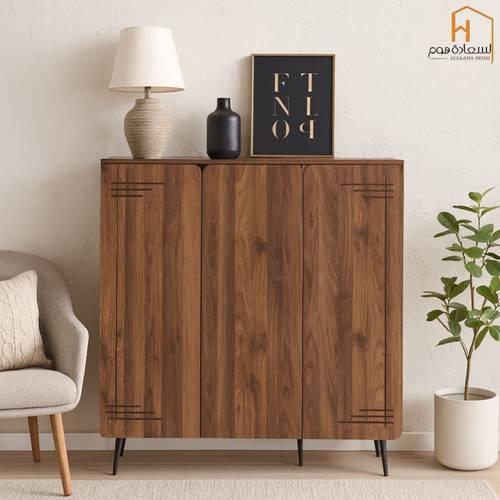   دولاب احذية 3باب متعدد الاستخدام -بني -120*120*35سم