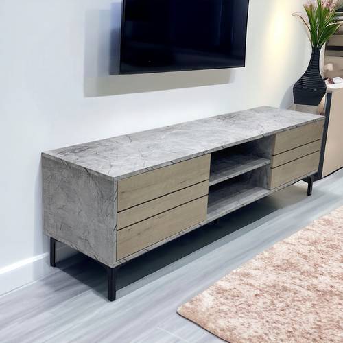 طاوله تلفزيون بلازما بأرجل معدنية-  160X40X48 سم 