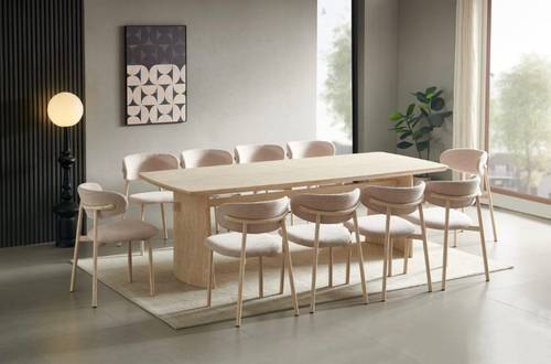   طاولة طعام 10+1 خشب -100*220 سم  - بيج