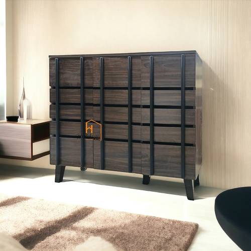دولاب أحذية متعدد الأغراض- 3 باب - 95X100X34 سم - بني