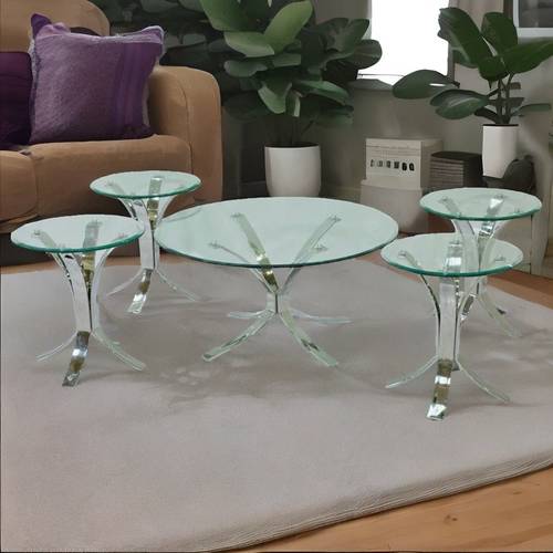  طقم طاولات خدمة ستيل زجاج  1+4  +فضى 45×90×90سم