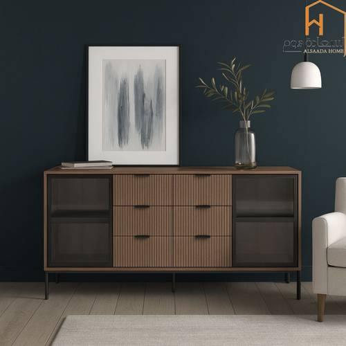 دولاب بوفيه متعدد الاغراض - 90X40X160 سم-بني