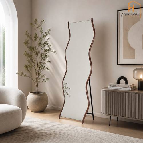 مرأة استاند اطار معدن- خشبي غامق - 65 ×170 سم 