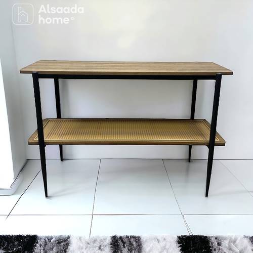 مدخل استقبال خشب مع زجاج  80x120x40سم - بني