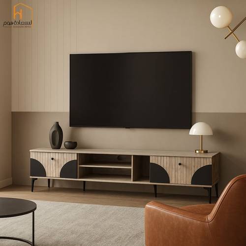  وحدة تلفزيون- 200×40×45سم-خشبي واسود