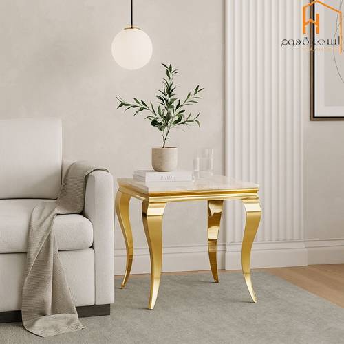 طاولة خدمة مفرد-رخام - 60*60*60- ذهبي