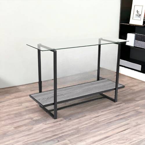  مدخل استقبال خشب مع زجاج رمادي  80x120x40سم