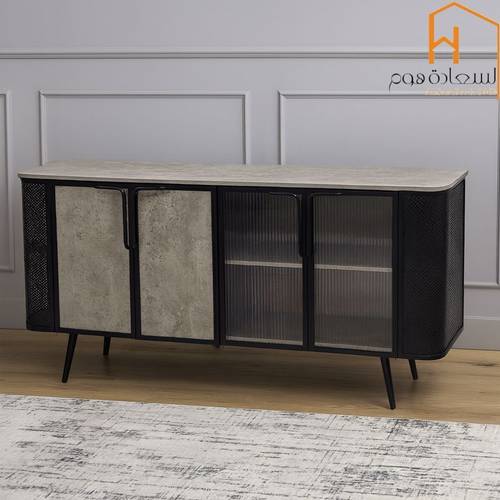 دولاب بوفيه متعدد الاغراض - 80X40X160 سم-رمادى