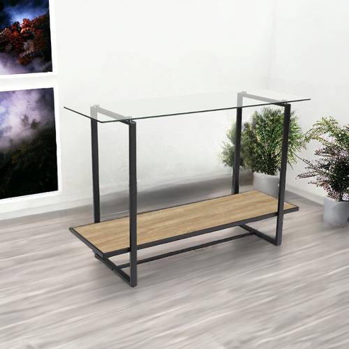 مدخل استقبال خشب مع زجاج بني  80x120x40سم