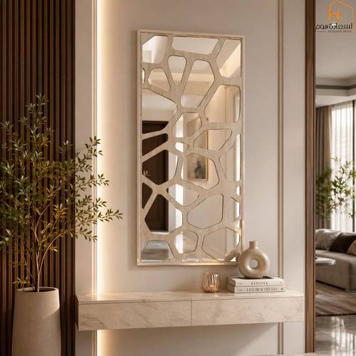 مرأة حائط اطار - بيج