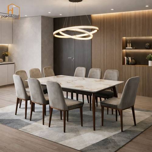  طاولة طعام 10 كرسي -بني -220*100*75 سم