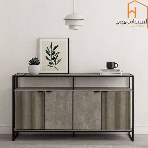 دولاب بوفيه متعدد الاغراض - 100X40X180 سم-رمادى 