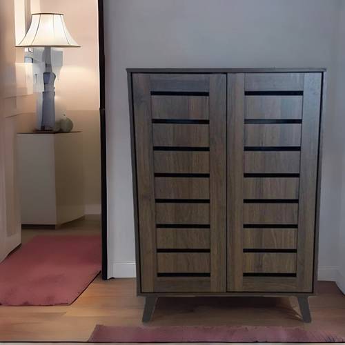 دولاب أحذية متعدد الأغراض بني 2 باب 95x40x70 سم