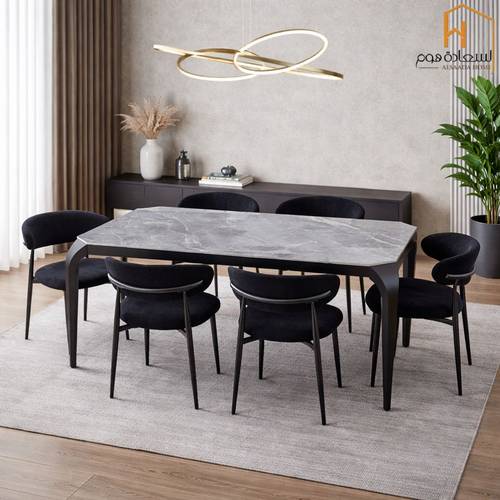 طاولة طعام 6+1 - سيراميك - 160× 90سم