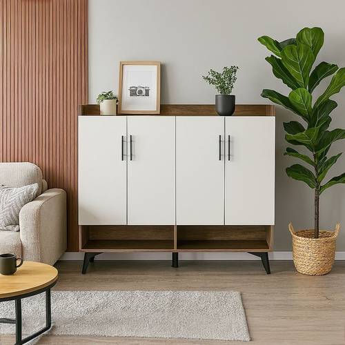 دولاب أحذية متعدد الأغراض 120×32×94- خشبي-ابيض