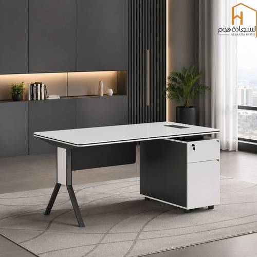 مكتب - 120*60*75 سم - أبيض ورمادي 