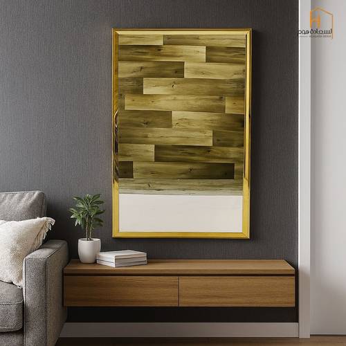 مرأة اطار استيل - ذهبي- 90*60