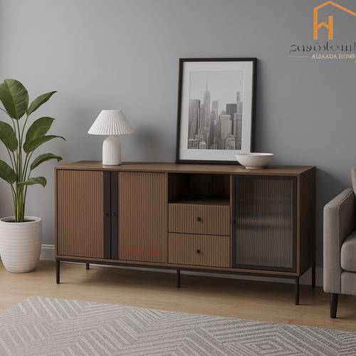  دولاب بوفيه متعدد الاغراض - 80X40X160 سم-بني
