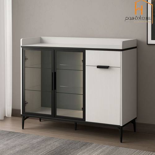 دولاب بوفيه متعدد الاغراض - 95X40X120 سم-رمادى 