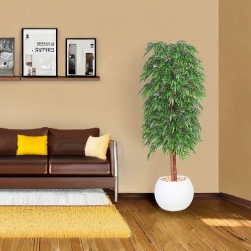 شجرة البامبو غامق - 190 سم - حوض بلاستيك - ابيض