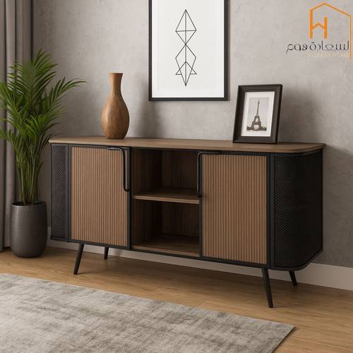دولاب بوفيه متعدد الاغراض - 80X40X160 سم-بني