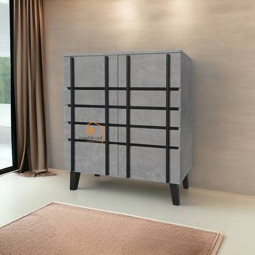 دولاب أحذية متعدد الأغراض- 2 باب - 95X80X34 سم -رمادي