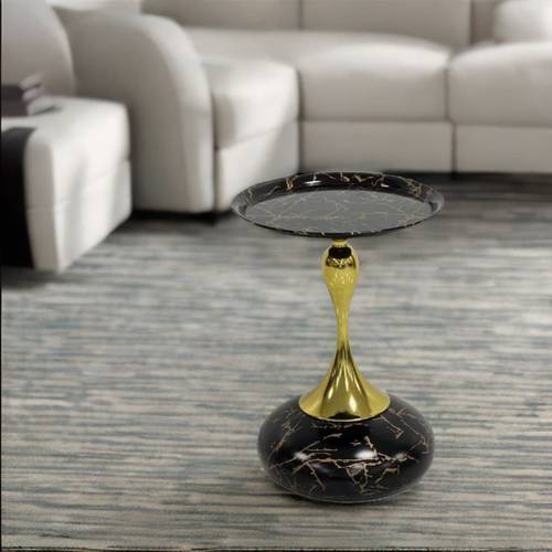 طاولة خدمة مفرد سطح أسود 54×40×40 سم