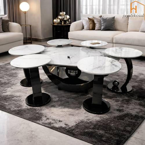 طقم طاولات خدمه - أسود - 6+1