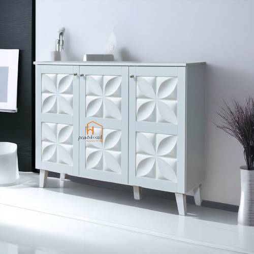 دولاب أحذية متعدد الأغراض- 3 باب - 95X120X34 سم - ابيض