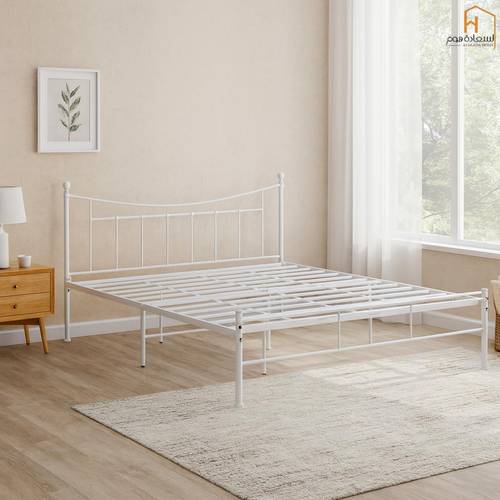 هيكل سرير حديد -180X200سم -أبيض 