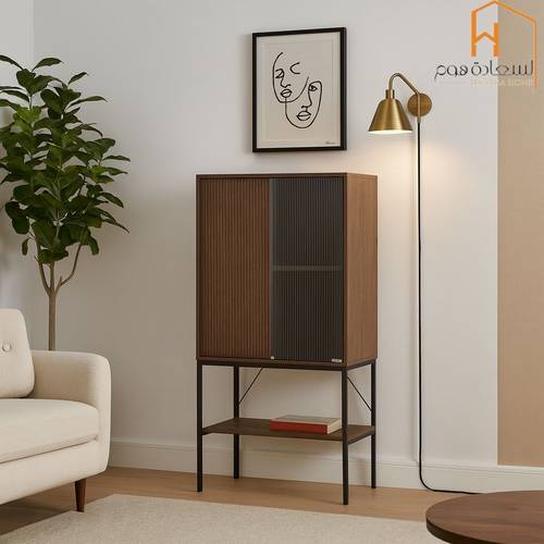 دولاب بوفيه متعدد الاغراض - 70X40X143 سم-بني