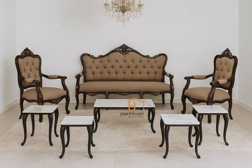  طقم طاولات خدمة سيراميك -4+1- اسود