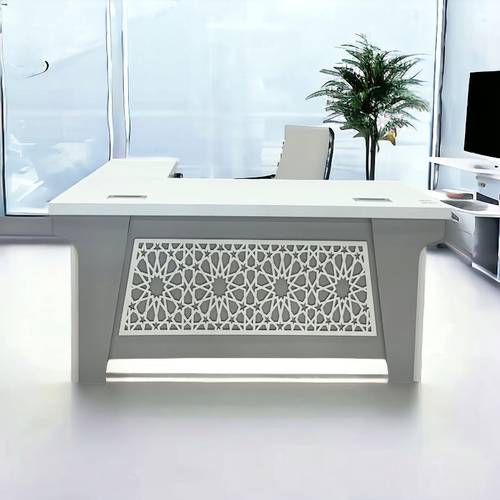 مكتب خشب ابيض 200×90×75 سم