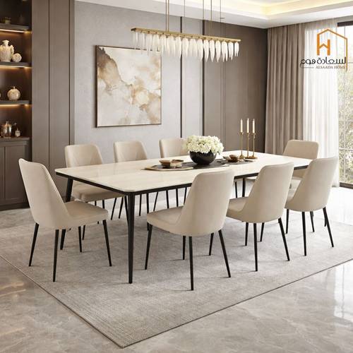 طاولة طعام 8+1 -رخام -180*90*77 سم