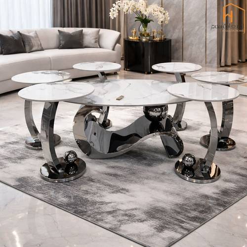  طقم طاولات خدمه - أسود -6+1