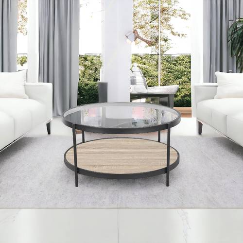 طاولة خدمة مفرد سطح زجاج 45×86 سم - خشبي