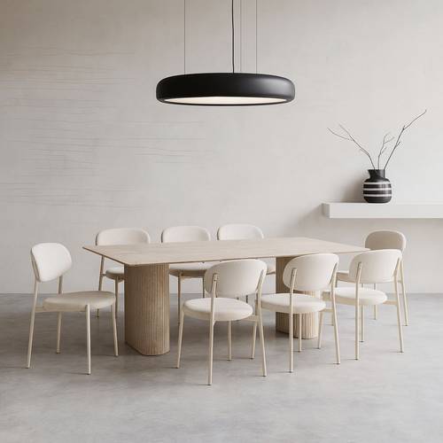 طاولة طعام -بيج - 180X75X100 سم -8 كرسي