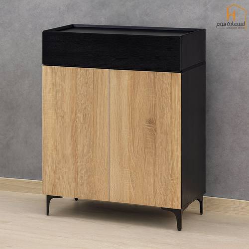  دولاب احذية 2باب -98*40*80-اسود وبيج