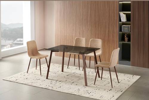  طاولة طعام 4+1 زجاج مضلل-90*120سم - Walnut