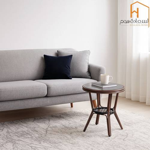  طاولة خدمة مفرد خشب -كوفي وبيج-60*60*65
