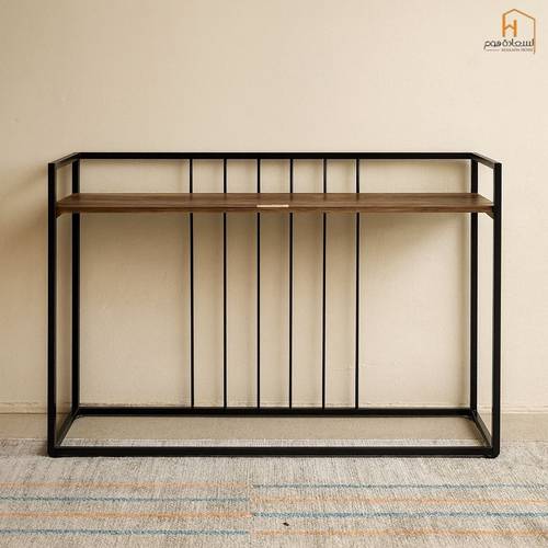 مدخل استقبال  خشب حديد-بني فاتح - 80x40x120سم