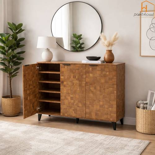 دولاب احذية 3 باب - بني - 120*35*92 سم