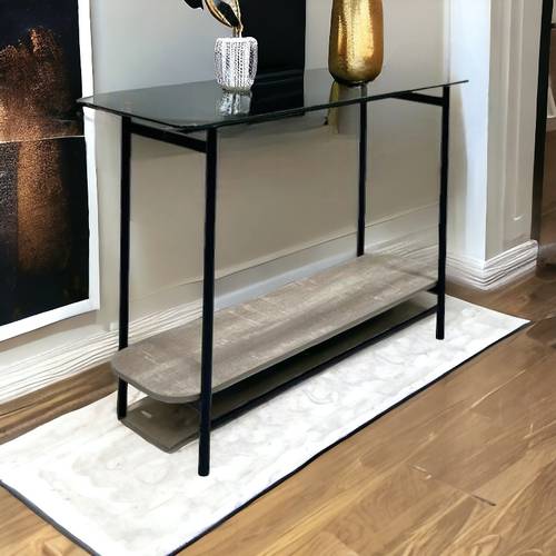 مدخل استقبال خشب مع زجاج  80x120x40سم
