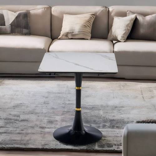     طاولة خدمة مفرد سطح سيراميك أبيض 75×80×80 سم
