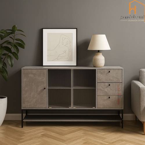  دولاب بوفيه متعدد الاغراض - 90X40X160 سم-رمادى