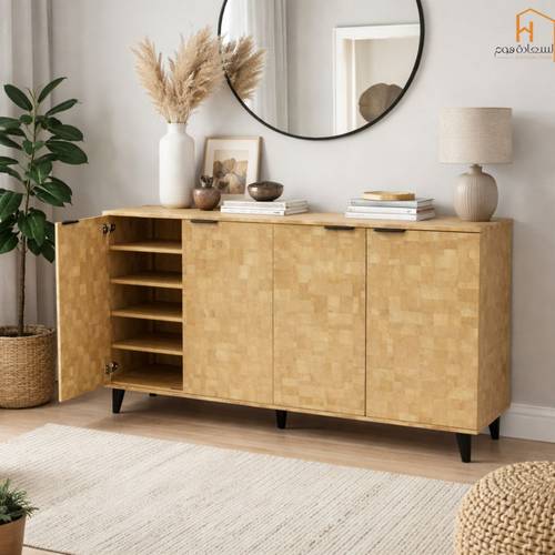 دولاب أحذيه 4 باب - بيج - 160*35*92 سم