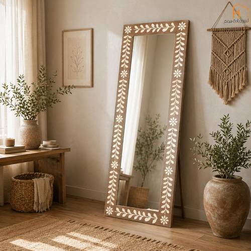  مرأة استاند اطار خشب -خشبي وبني - 60×160 سم