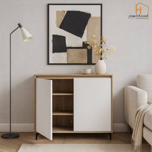 دولاب احذية 2باب -98*40*80-بيج ,وابيض