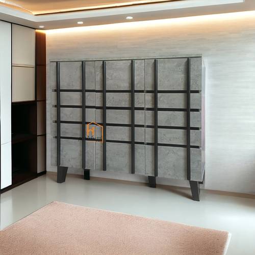 دولاب أحذية متعدد الأغراض- 3 باب - 95X120X34 سم - رمادي